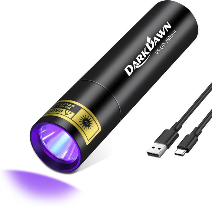 lampe de poche UV 395 nm rechargeable USB -C LED Woods Light MINI LAMPE noire portative puissante détecteur durine sèche