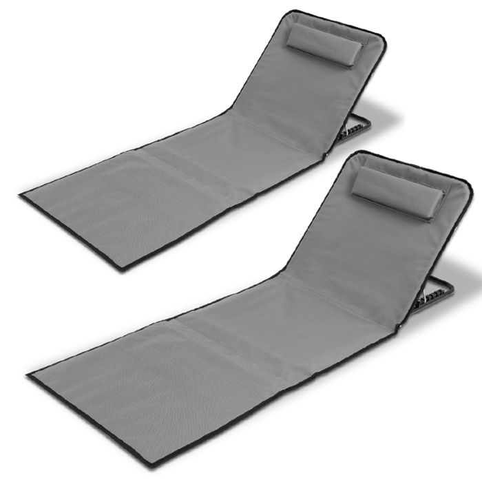 Tapis De Sun De Plage Portable Et Pliable, Léger, Avec Dossier Reglable Et Poche Pour Objets De Valeur Chaise De Plage Bleue Pliable