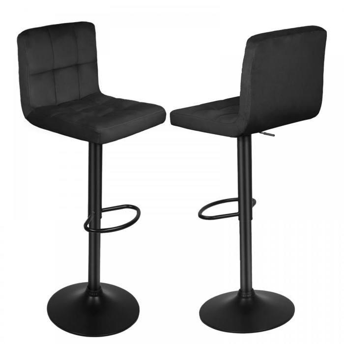 Aqrau Lot de 4 Tabouret Bar Chaise Bar, Chaise Haute Cuisine, Revêtement Velours, Hauteur Réglable Pivotant à 360° Repose-pieds Strucutre en Métal, Gris clair