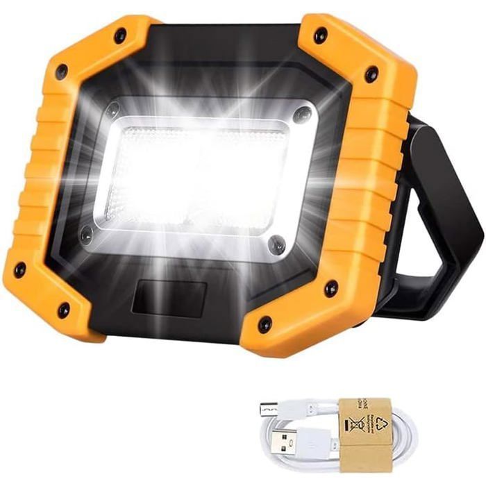 Lampe de travail LED 30W projecteur de sécurité extérieur lampe USB étanche pour camping garage randonnée pêche jardin