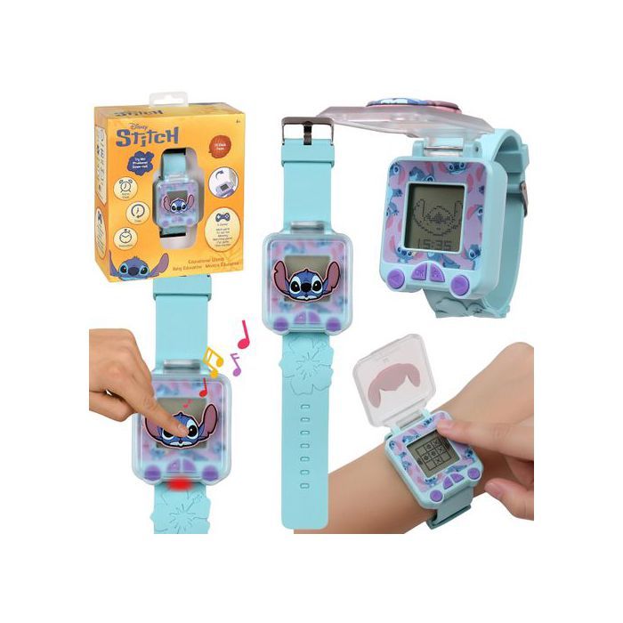 DISNEY Stitch Montre éducative multifonctionnelle avec jeux alarme chronomètre pour enfants
