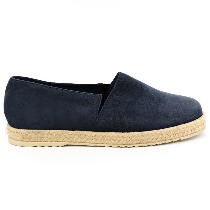 BRAND Sandale Espadrilles femme daim et cuir bleu marine Made in France