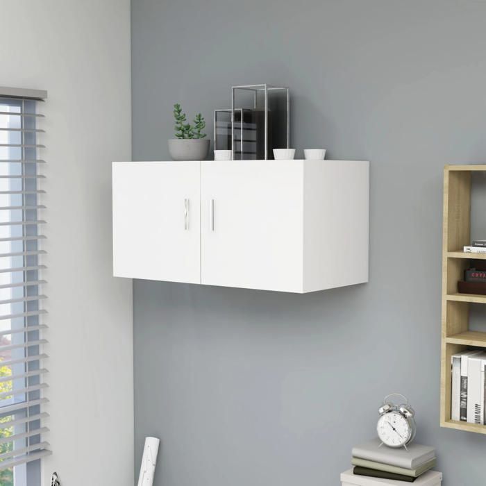 Armoire murale - VIDAXL - Blanc - 80x39x40 cm - Bois dingénierie - 2 portes - Design mural - Capacité 60 kg
