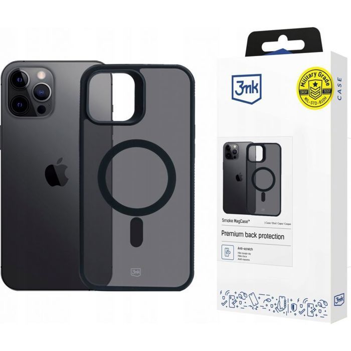 Coque de protection - 3MK - Smoke MagCase pro - iPhone 12 Pro Max - Polycarbonate - Noir