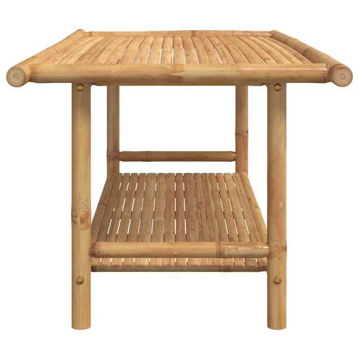 Table basse en bambou - vidaXL - 110x55x45 cm - Brun - Finition naturelle - Assemblage requis - Espace de rangement
