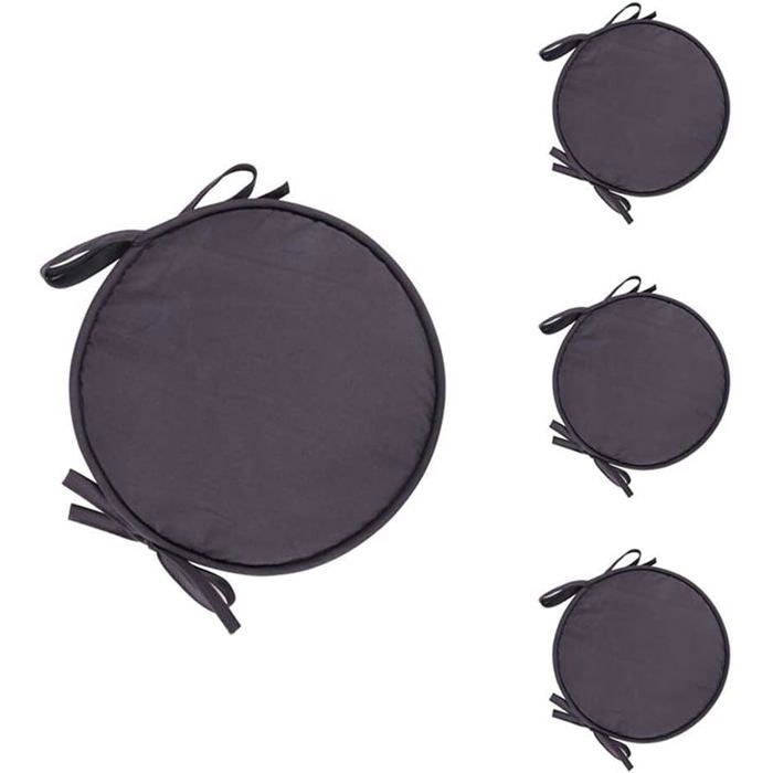 Lot de 4 Coussin Rond Galette de Chaise Ronde pour Table et Chaise de Salle à Manger avec Cordon de Serrage 38cm (gris foncé) pzcc