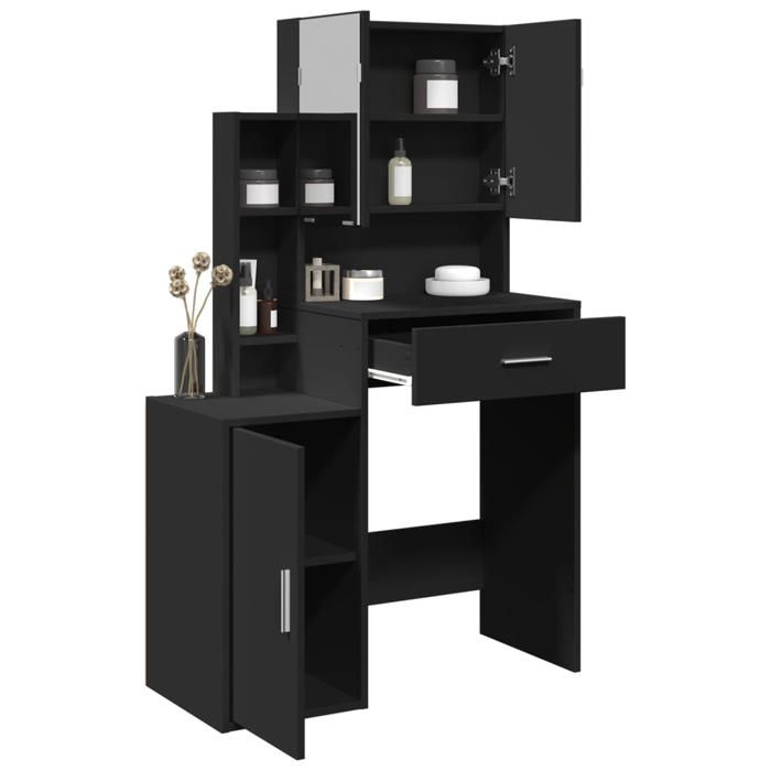 Cabinet de chambre Noir - LEMON® Coiffeuse avec armoire Noir - 80x35x132cm 168 - Soldes