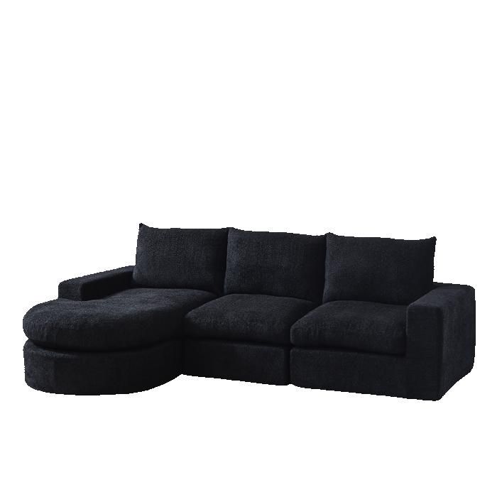 Canapé Chenille Modulaire Lforme avec Chaise Longue Chenille Noir — free download