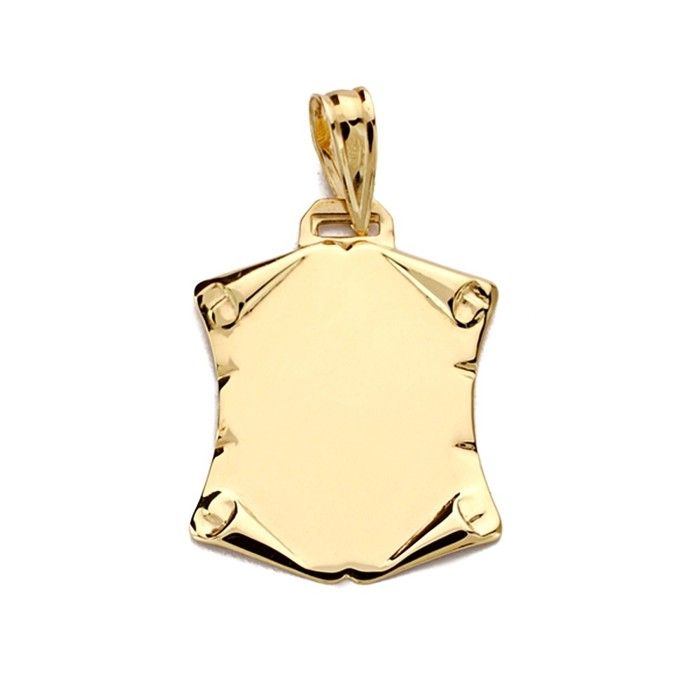 Pendentif en or 18 carats parchemin 20 mm. Coins lisses et sculptés détails soignés. Pendentif en or 18 carats parchemin 20 mm. Coins lisses et sculptés détails soignés.