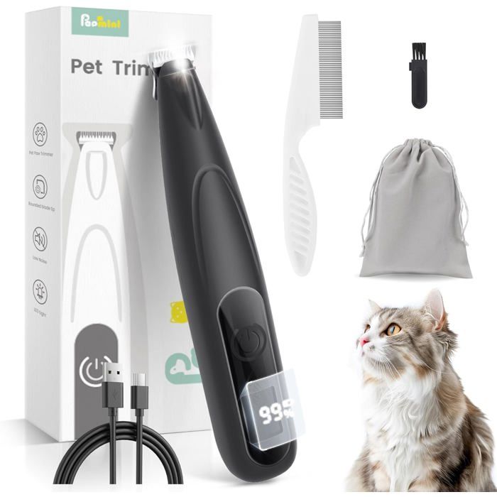 Tondeuse silencieuse pour chat avec écran LED rechargeable de type C ciseaux à griffes sans fil pour chat tondeuse à cheveux Pro