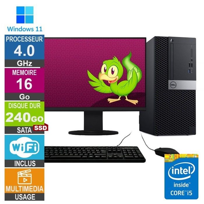 7060 MT i5 8400 4GHz 240Go SSD Wifi W11 + Ecran 24 Très bon état - vue 2
