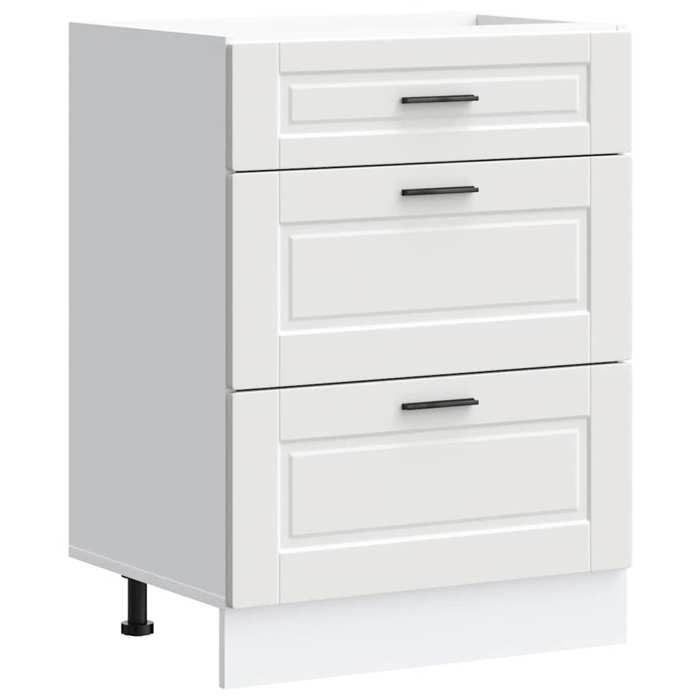 Armoire de cuisine Porto - vidaXL - bois dingénierie - blanc - pieds réglables - sans plan de travail - 60 x 46 x 815 cm rqz39v22