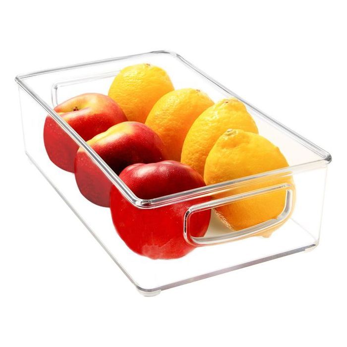 Bacs de rangement pour réfrigérateur - YOUNGEVER - 25x15x8 cm - Transparent - Sans BPA - Empilables avec poignées