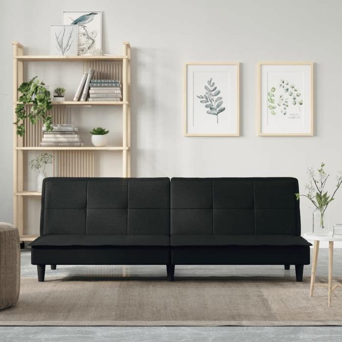 Canapé-lit - vidaXL - Banquette convertible - Charge max. 110 kg/siège - Similicuir - Noir - 200x89x70 cm 578mqi35d
