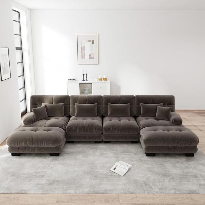 Canapé - KOMHTOM - Sofa cloud - 4 places - Ottoman mobile - Chenille Canapé - KOMHTOM - Sofa cloud - 4 places - Ottoman mobile - Chenille