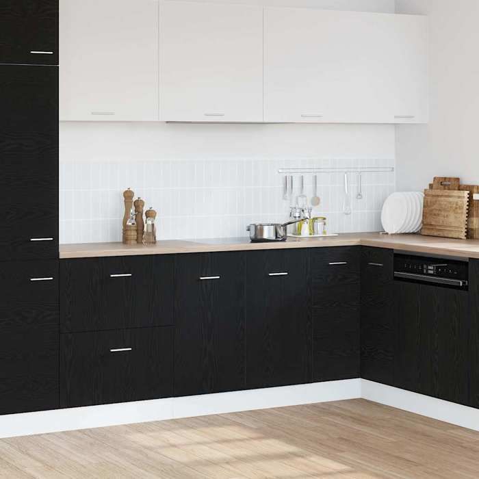 Meuble Bas Dévier Cabinet de cuisine 1 PC Buffetvaisselier bois - chêne noir - 80 x 46 x 815 cm@igw25v