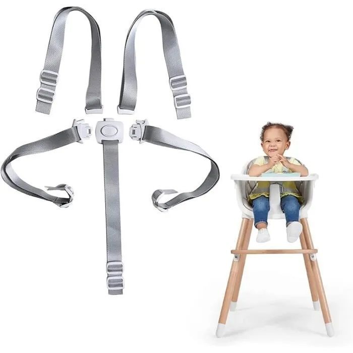 Harnais Chaise Haute - Sécurité Bébé - Sangle de Sécurité pour Chaise Haute - Harnais 5 Points pour Poussette PROTa