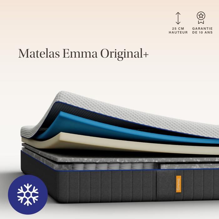 EMMA Matelas Original+ 180x200 + Mémoire de Forme + Ressorts + Housse Plus Respirante + Edition 2026