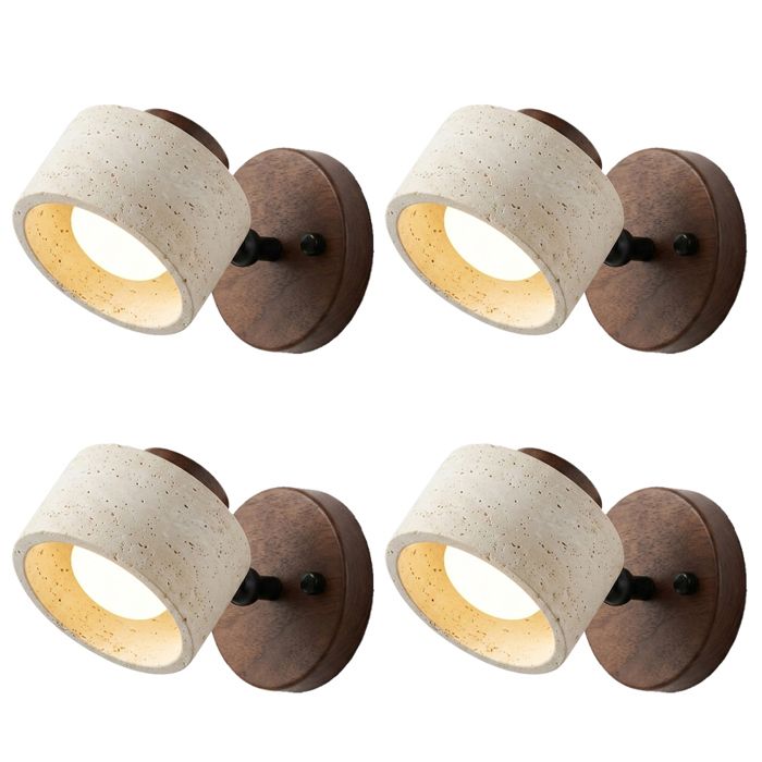 TOKTOP 4pcs Applique Murale Industriel Vintage Lampe Murale Abat-jour en Travertin Jaune Naturel E27 Éclairage Murale Ajustable 180°