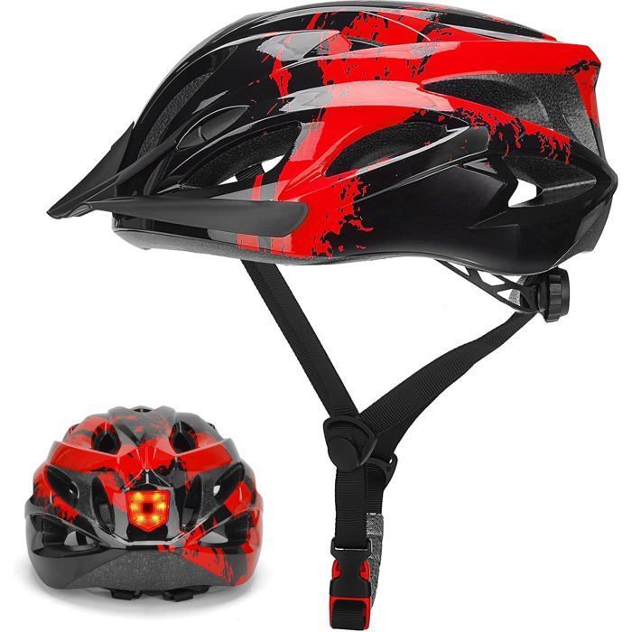 Casque Vélo Adulte Léger Avec Led Casque Vtt Route Réglable 57-62Cm Pour Homme Et Femme Ultra-Léger 230G 18 Aérations Visi[C92]