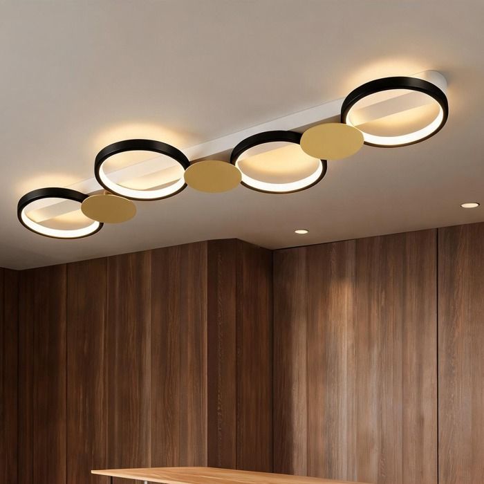 Plafonnier LED doré et noir en acier 100 cm éclairage grand format avec - Doré et noir Acier 100 x 31 x 7 cm Ref Z5SISJ