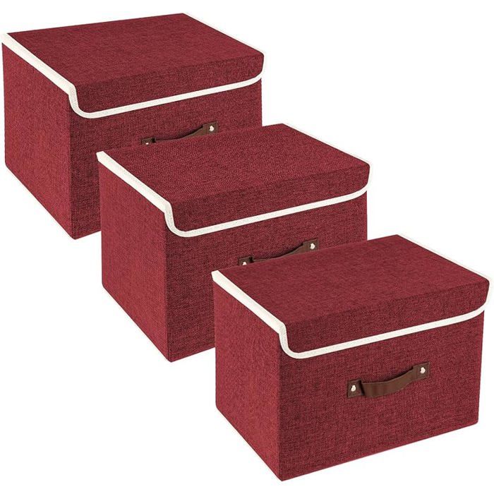 Boîte de Rangement avec Couvercle,Tissu,Lavable,Rangement Tissu ...