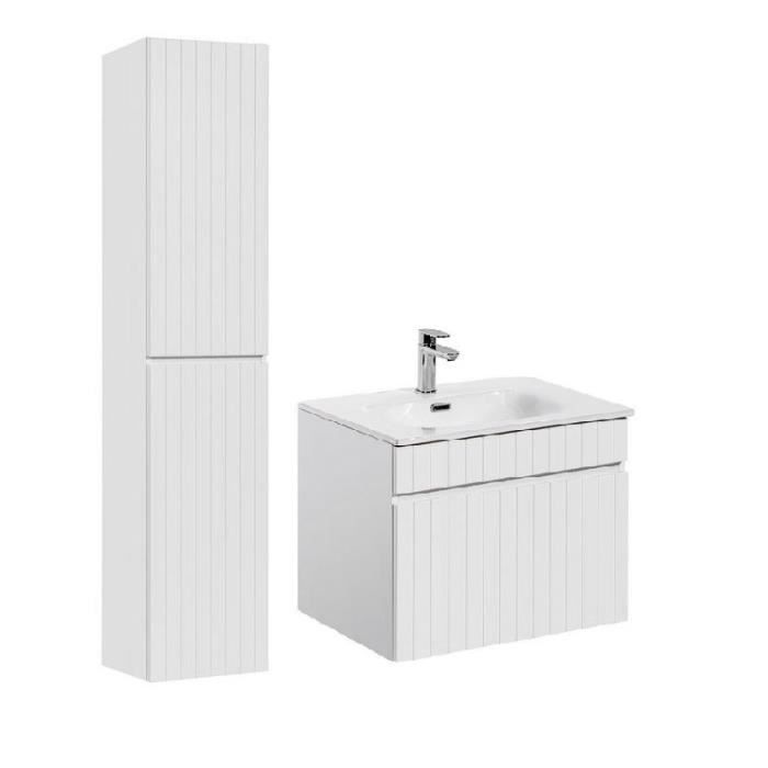 ensembles salle de bain - ensemble meuble vasque à encastrer + colonne + 60 cm - emblematic white