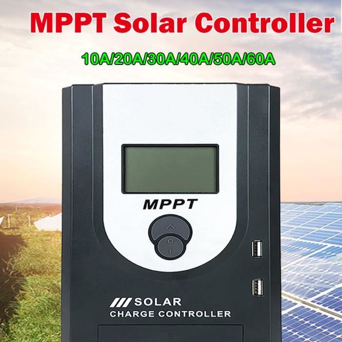 Régulateur Solaire MPPT 10A 12V étanche Avec écran LCD - Compatible Batteries Lithium, AGM, Gel, Pour Camping-car, Bateau, Jardin