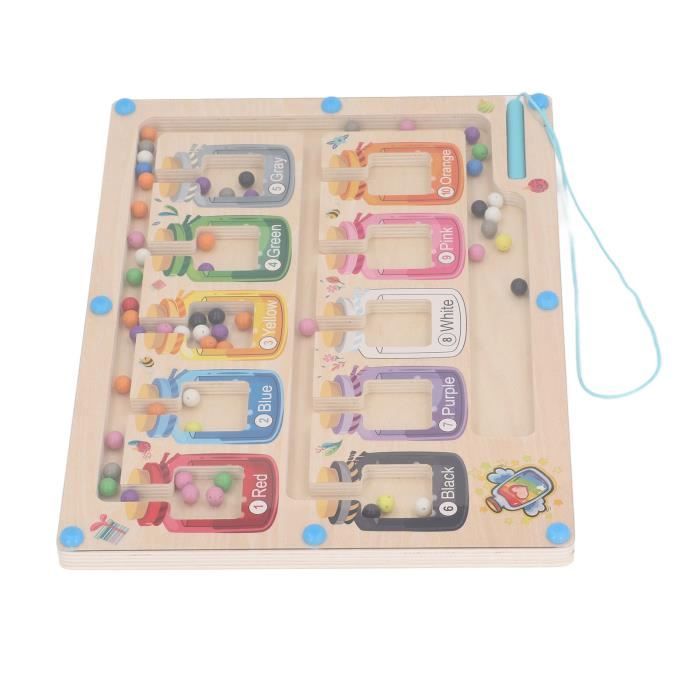 Labyrinthe Magnétique Nombres Et Couleurs Bois - Jeu éducatif Montessori 2-6 Ans, Motricité Fine