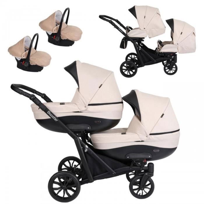 Poussette jumeaux double KUNERT Booster 3en1 Duo - 2en1 avec deux sièges  auto - Crème - Cdiscount Puériculture & Eveil bébé