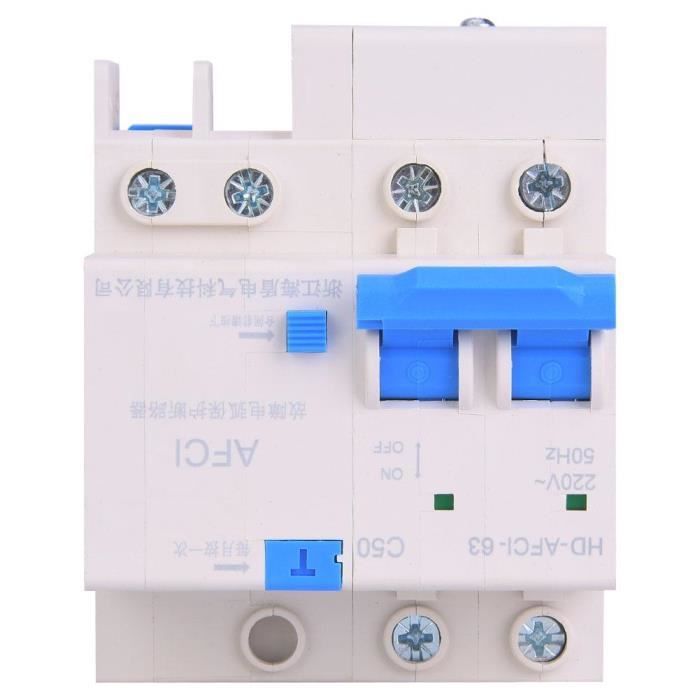 Disjoncteur AFDD 2P RCBO Avec Détection D'arc - 63A, 30mA, Protection Surcharge, Court-circuit, Fuite
