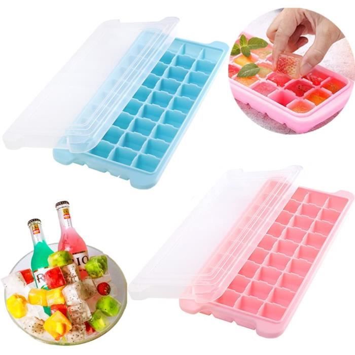 Set 3-en-1 Bacs à Glaçons Silicone - 10 Moules à Esquimaux + 3 Bacs Avec Couvercle - Sans BPA, Réutilisable