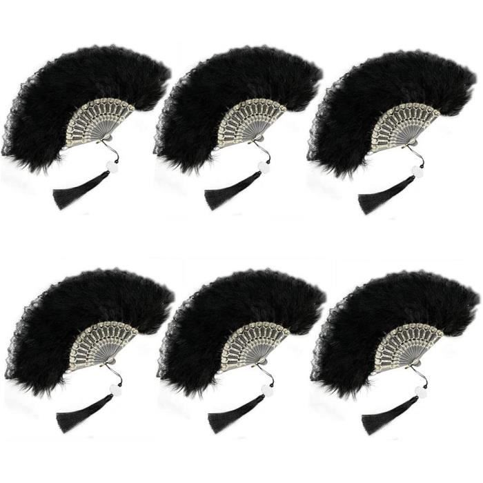Lot De 6 1920S Éventail Plume Dentelle Éventail À Main Pour Femme