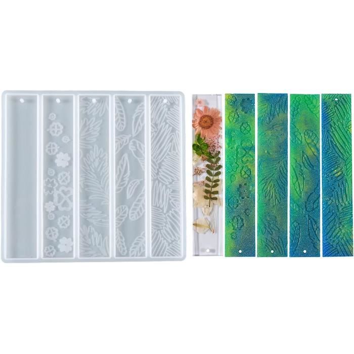 Moule En Silicone Pour Marque-pages En Résine – 2 Pièces, Motifs Noël Et Plumes – Idéal Pour DIY, Cadeaux Créatifs, Résine époxy – Souple, Réutilisable, Facile à Démouler