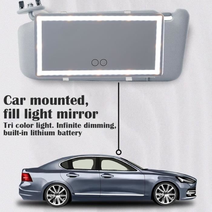 Miroir De Courtoisie Voiture LED - Lumière USB, 3 Modes, Arrêt Auto, Pour Pare-Soleil