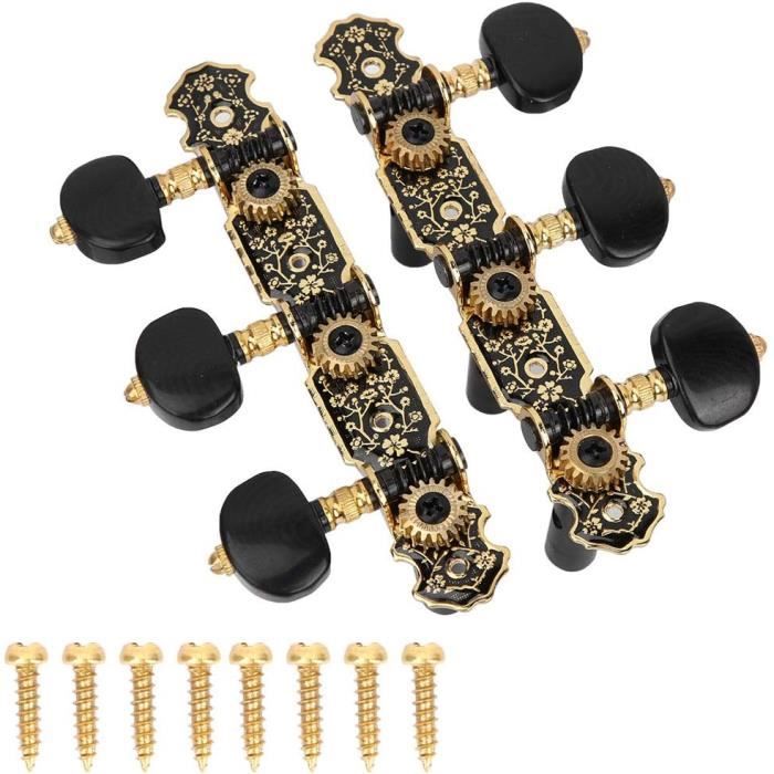 Mécaniques Pour Guitare Classique - Lot De 4 Têtes Machine Dorées 2G+2D - Accordage Précis Et Stable