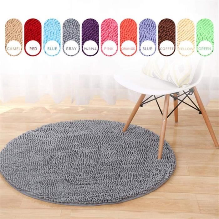 Tapis de bain demi-cercle pour salle de bain, tapis de douche en chenille douce, antidérapant, lavable, pour baignoire, entrée par Mat - Rouge - 60 x 90 cm