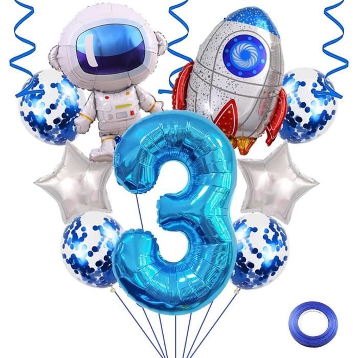 3 Ans Astronaute Fusée Anniversaire Ballon Fête L'Espace Ballons