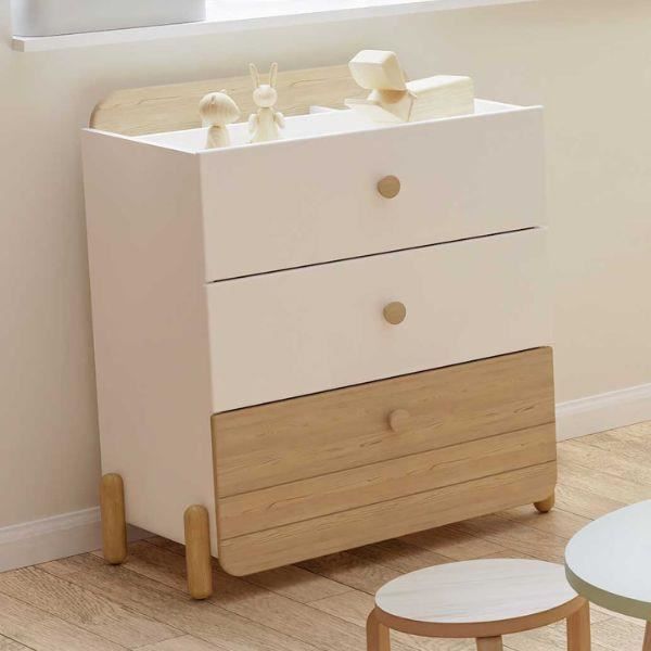 Commode - Edaj - Blanc - 3 tiroirs - L 72 cm x L/P 40 cm x H 81 cm