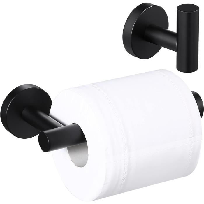 Porte-Papier Toilette Noir Pivotant En Acier Inoxydable 304 - Support Mural Horizontal Ou Vertical