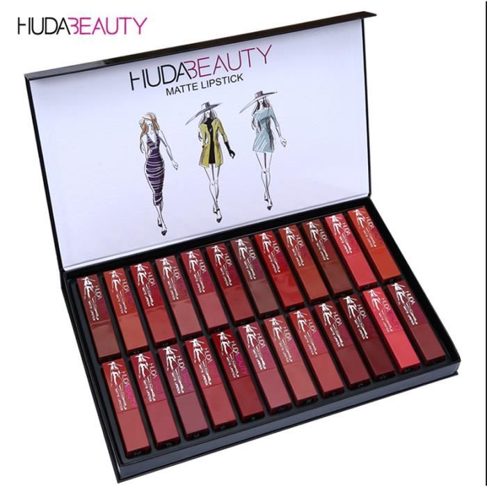 Huda Beauty 24 Couleurs Longue Durée Rouge à Lèvres Liquide Mat Waterproof Hydratant Brillant