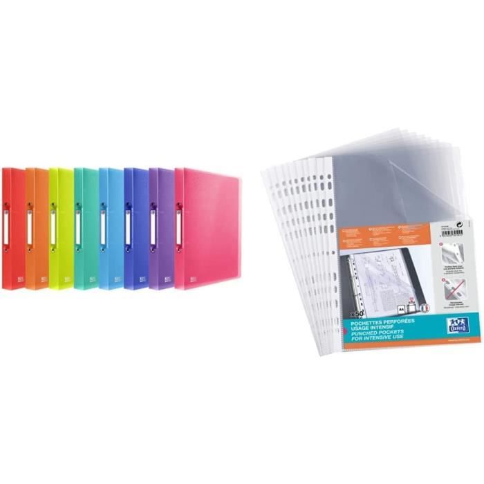 Lot De 2 Classeurs à 2 Anneaux Format A4 - Dos 22 Mm - 95% Recyclé - Noir Et Transparent - Avec Pochettes De Personnalisation - 10