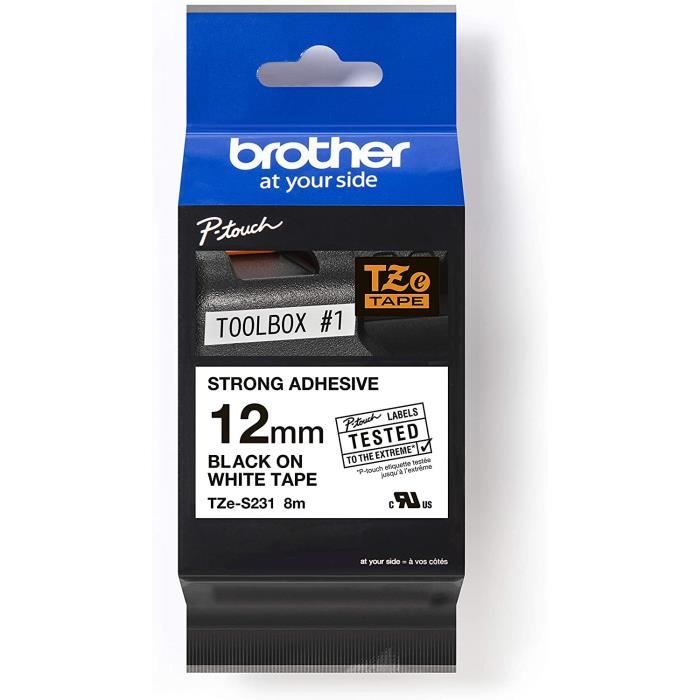 Ruban Adhésif Brother Blanc 12 Mm X 8 M - Impression Thermique Directe, Texte Noir - Pour étiqueteuses Brother - 2