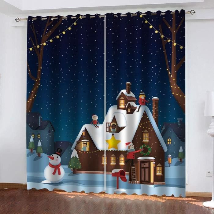 Occultant Salon 3D Igloo De Noël Dessin Animé adultes et enfants Rideau