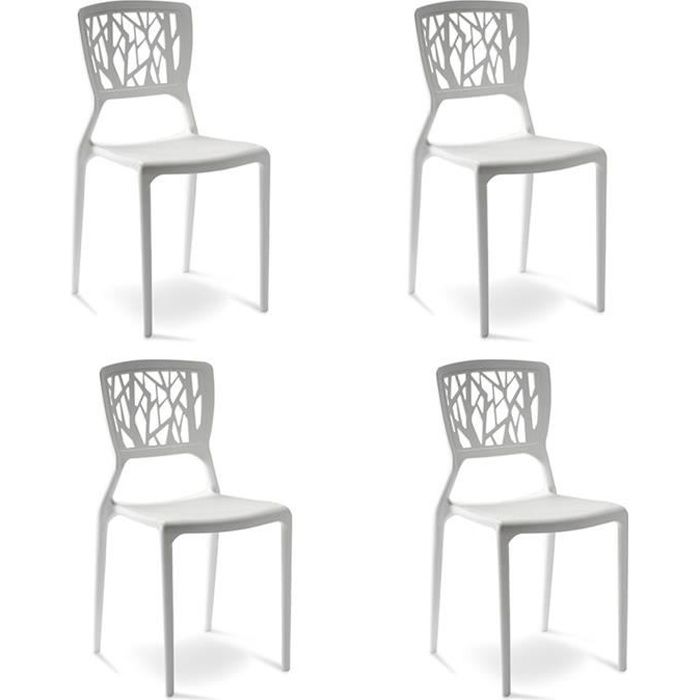 Lot de 4 chaises blanches - Verdi - DESIGNETSAMAISON Lot de 4 chaises blanches - Verdi - DESIGNETSAMAISON