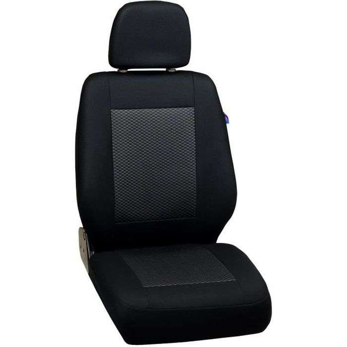 HOUSSES DE SIEGE POUR VOLKSWAGEN T5 - Housse Avant Siège Du Conducteur - Couleur Premium Triangles, Noir, Gris