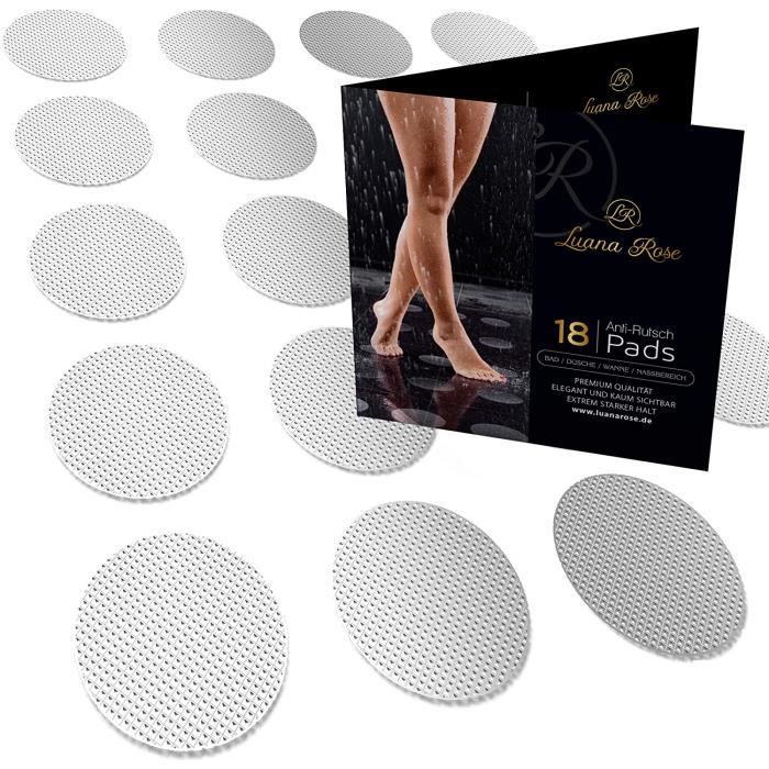 Secopad 10 Autocollants Antidérapants Baignoire - Motifs Feuilles, Diamètre 15cm, Avec Grattoir