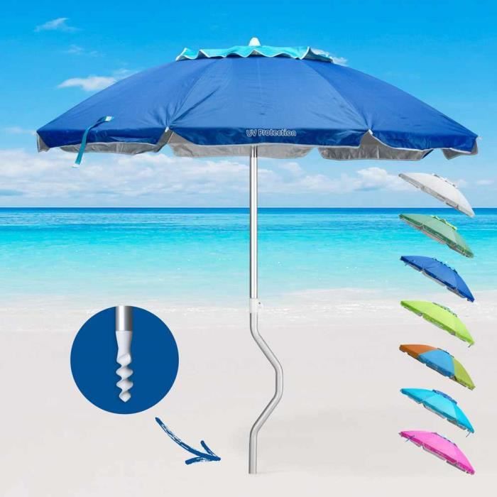 Parasol de plage aluminium leger visser protection uv GiraFacile 200 cm