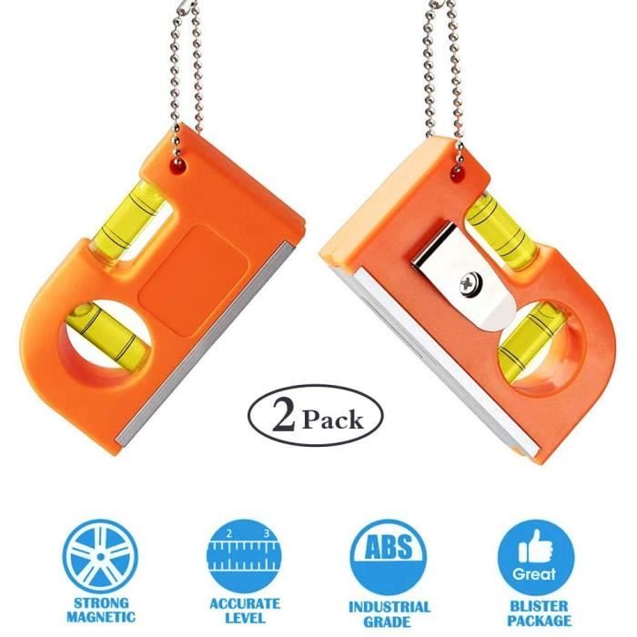 2pcs Petit Outil De Niveau De Poche Avec Porte-clés Et Crochet En Métal