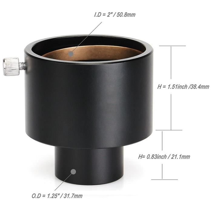 Adaptateur Télescope 2 Pouces Vers 1.25 Pouces – Métal, Universel – Pour Oculaires Et Accessoires – Neuf, Astronomie Amateur